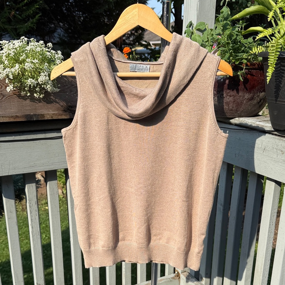 Sleeveless Cowl Neck Sweater in Tan